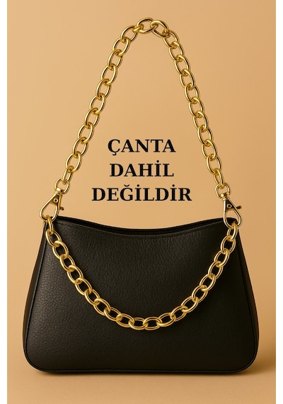 Model 3 Gold Zincirli Klips Halkalı Çanta Askısı- 90x35cm- Çanta Aksesuarı -çanta Askısı Altın