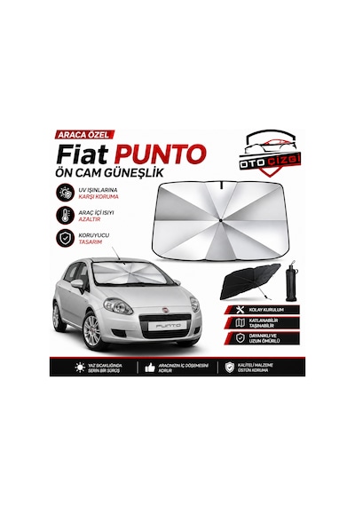 Fiat Punto Şemsiye Tip Ön Cam Güneşliği Katlanabilir Uv Korumalı Araç Cam Güneşlik