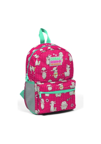 Coral High Kids Neon Mercan Su Yeşili Alpaka Desenli İki Bölmeli Yuva Sırt Çantası 23332