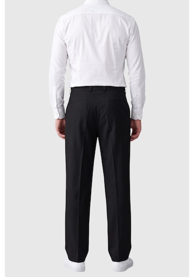 Rizzup Siyah Erkek Rahat Kalıp Tek Pileli Kumaş Pantolon Yanları Lastikli Esnek Smart Casual Pantolon 2600970