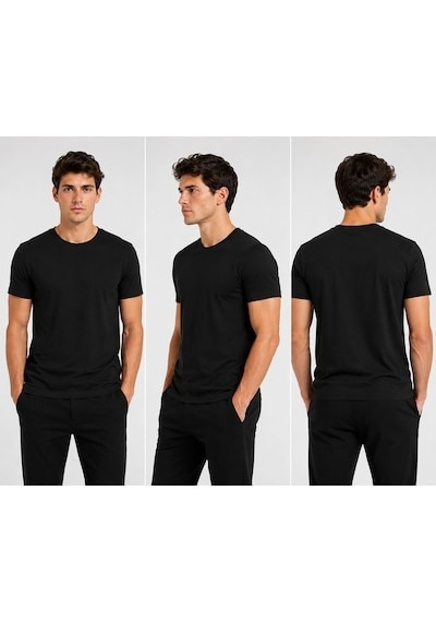 Classics Men Relaxed Fit Basic Kısa Kol Tişört 5'li Siyah-Laci-Beyaz-Gri-Haki