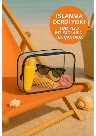 Hig Home Siyah Su Geçirmez Şeffaf Plaj Çantası Tatil İçin Organizer