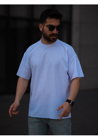 Erkek Oversize Tişört Beyaz Beyaz