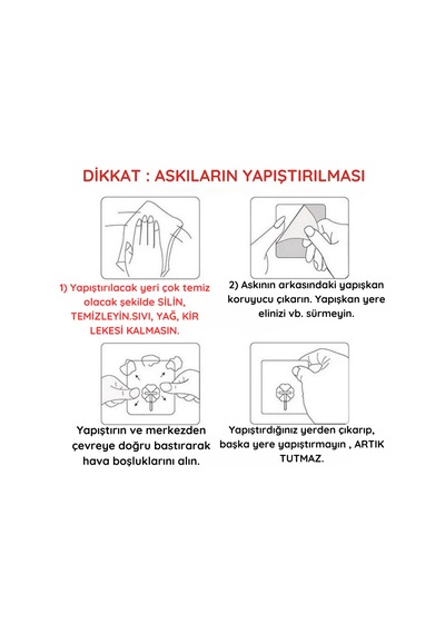 6 Adet Şeffaf Ultra Güçlü, Sağlam, Bırakmaz, Paslanmaz Metal Başlıklı Banyo, Mutfak Askısı Diğer