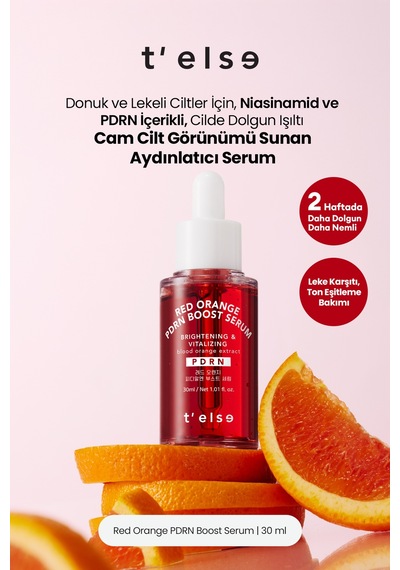 Cilde Dolgun Işıltılı Cam Cilt Görünümü Sunan Aydınlatıcı Serum Telse Red Orange Pdrn Boost Serum