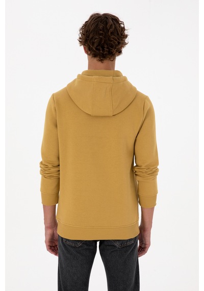 U.S. Polo Assn. Erkek Regular Fit Kapüşonlu Şardonlu Hardal Basic Sweatshirt 50315582-VR151