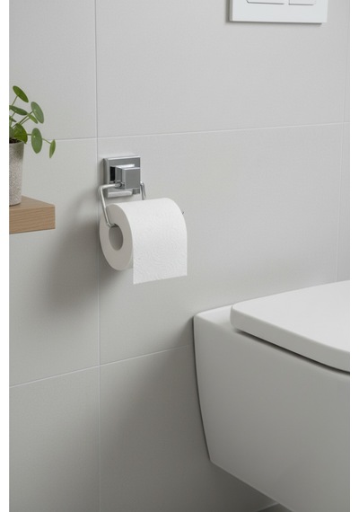 Tekno Tel Ef-271 Krom Tuvalet Kağıtlık Yapışkanlı/vidalı Deliksiz Metal Wc Kağıt Tutucu Krom