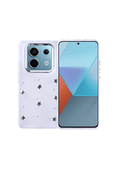 Kilifone - Redmi Note 14 Pro 4g Uyumlu Kılıf Airbag Tasarımlı Simli Şeffaf Kutup Kapak - Yıldız - T37079