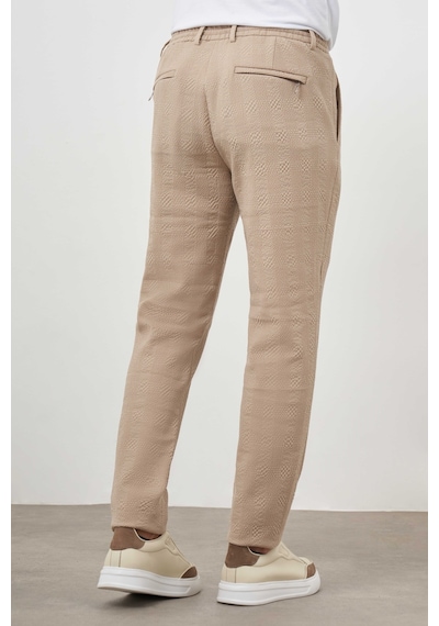 Morven Erkek Bej Poliviskon Trend İpli Jogger Slim Fit Spor Pantolon Bej
