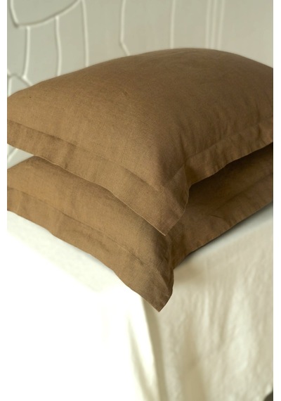 Maki Home Volanlı Süs Dikişli Sutlu Kahve 2 Adet 50x70 Yastık Kılıfı Sutlu Kahve