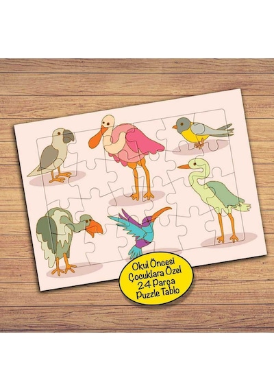 Sevimli Kuş Türleri Çocuklara Özel Puzzle Yapboz Tablo-157pz