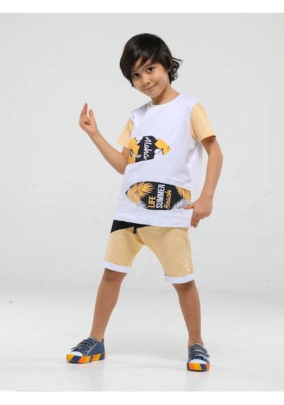 Casabony Surfer Baggy Erkek Çocuk Şort Takım - Sarı