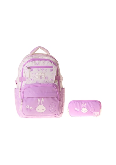Calacilo Rabbit Kız Çocuk Tavşan Baskılı Okul Sırt Çantası Ve Kalemlik Seti - Setcc-c4041c Lila