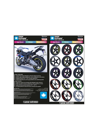 Russian Design Beyaz Mavi Kırmızı Rus Jant Şeridi Sticker Çınar Extreme