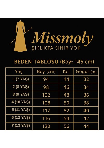 Mismoly Medine İpeği Beli Lastikli Bağcıklı Çocuk Ferace Siyah Siyah