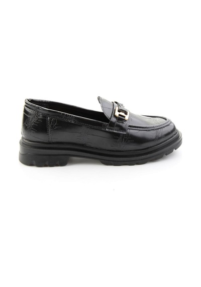 Siyah Kroko Kadın Loafer Ayakkabı K01179828111