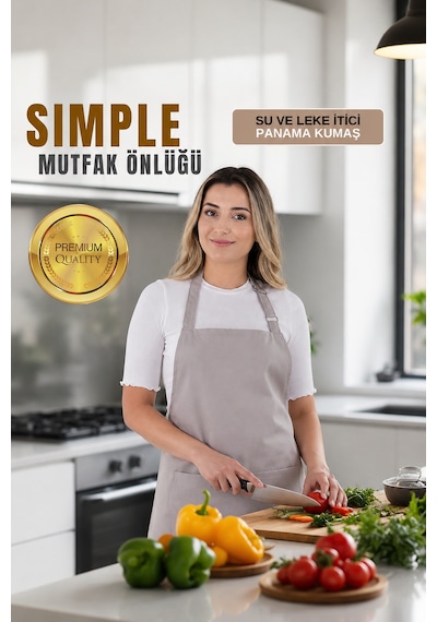 Simple Ayar Askılı Mutfak Önlüğü Pastel Yeşil Çok Renkli