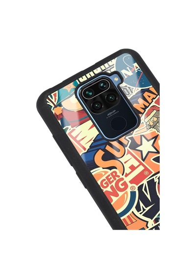 Xiaomi Redmi Note 9 Retro Marka Tasarımlı Glossy Telefon Kılıfı Siyah