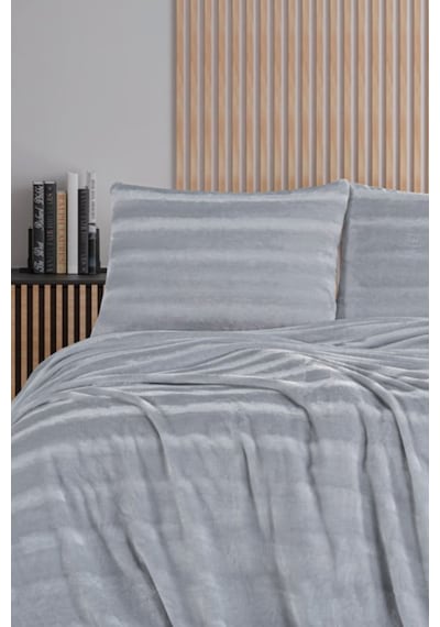 Cozy Grı Çift Kişilik Battaniye Takımı Gri