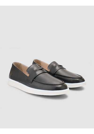 Cabani %100 Hakiki Deri Siyah Kadın Loafer Siyah