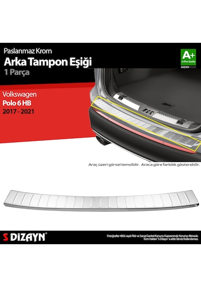 S-dizayn Vw Polo 6 Hb Krom Arka Tampon Eşiği 2017-2021