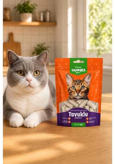 Kiwi Pets Kyct-50355 Yammies Dondurularak Kurutulmuş Tavuklu Kedi Otlu Mama 6 20 G