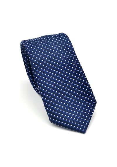 Gaffy Beyaz Küçük Kare Desenli Lacivert Dokuma Kumaş Mendilli Slim Fit Kravat // Sdk-2511-2 Lacivert