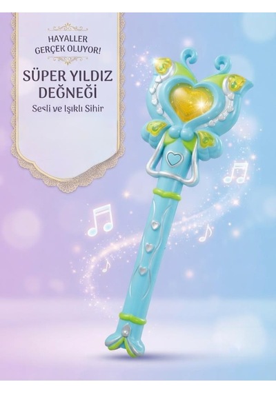 Kelebek Tasarımlı Sesli Ve Işıklı 30 Cm Boyutunda Eğlenceli Oyuncak Sihirli Değnek