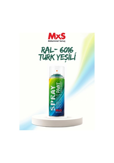 Mxs Ral 6016 Türk Yeşil Akrilik Sprey Boya 400 Ml Siyah