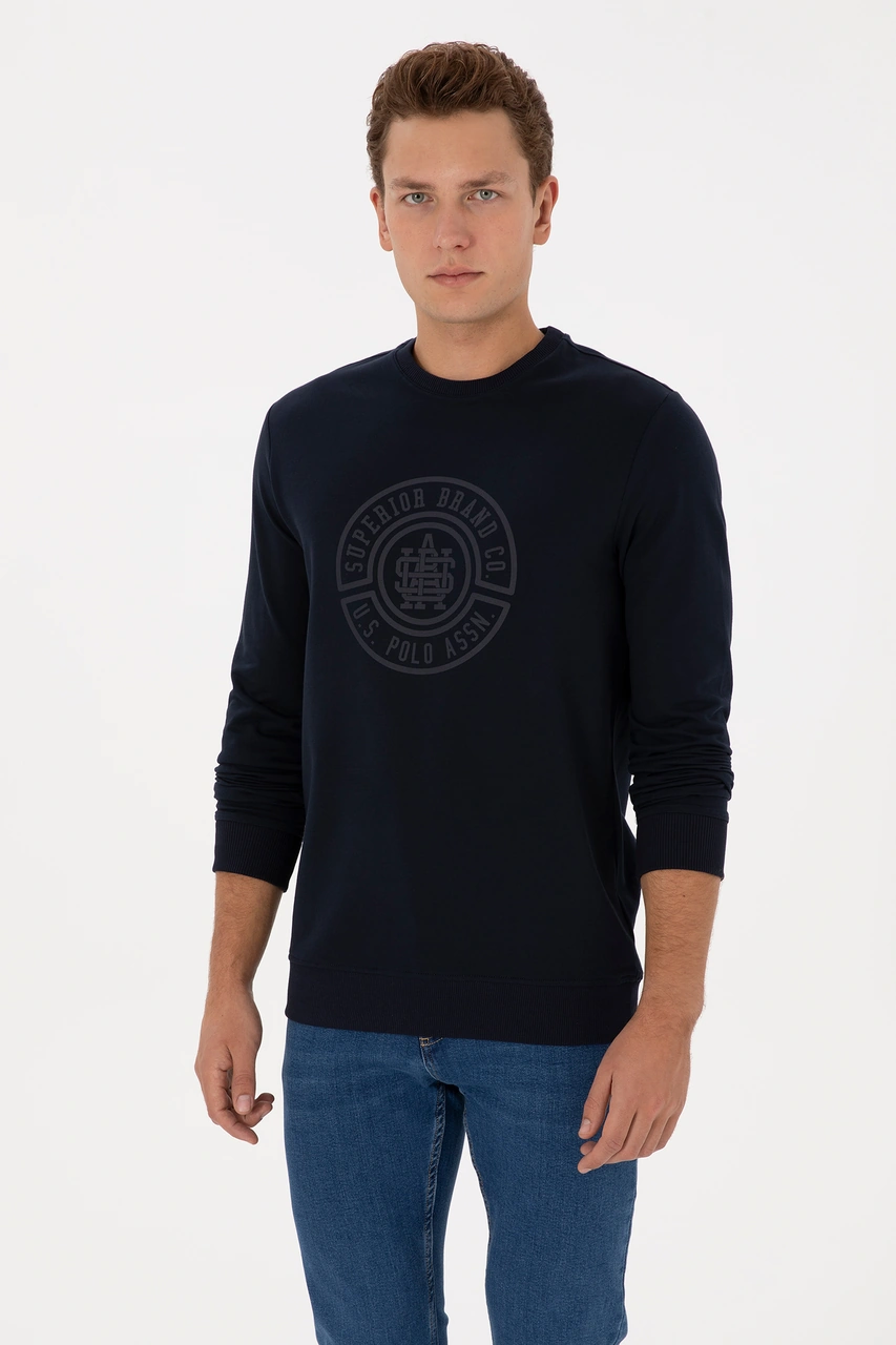 U.S. Polo Assn. Erkek Regular Fit Bisiklet Yaka Lacivert İnce Sweatshirt 50324788-VR033