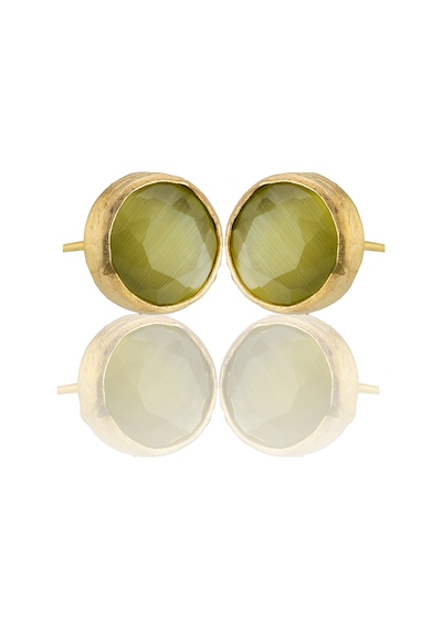 Kadir Jewellery 22 Ayar Altın Kaplama Kadın Minimal Küpe -el İşçiliği Ve Hipoalerjenik Küpe Altın - Zeytin Yeşili 71082337
