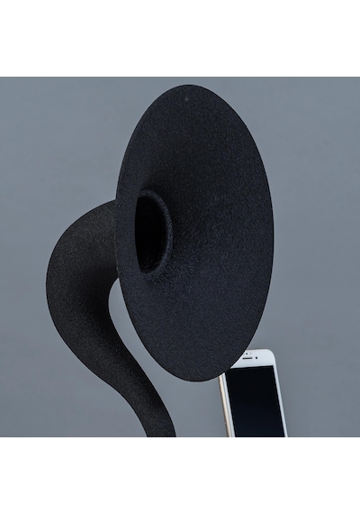 Koyu Ceviz Ahşap Gövde Siyah Metal Başlık Akustik Gramofon