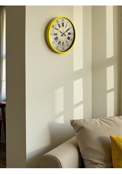 Zentime 36 Cm Sarı Dekoratif Duvar Saati çok Renkli