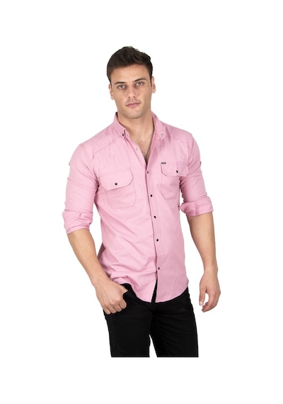 Deepsea Erkek Pembe Fitilli Çıtçıtlı Kot Gömlek 300421 Pembe