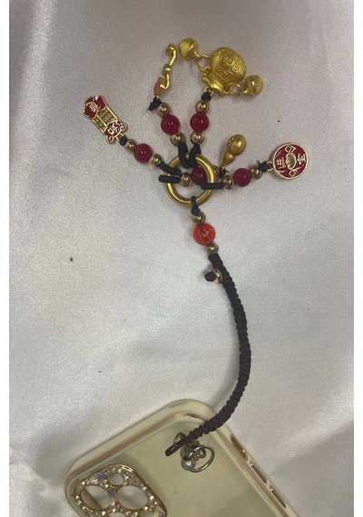 Telefon Kılıf Süsü Feng Shui Kabak Bereket Şans Mutluluk Ejderha Çin Paralı Feng Sui Pagoda Anahtarl Çok Renkli