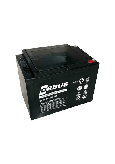 12 Volt 55 Amper Jel Engelli Sandalye Aküsü Orbus-229 138 215 Mm -17,5 Kg.