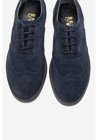 Luvishoes Avra Lacivert Süet Hakiki Deri Kadın Oxford Ayakkabı Lacivert