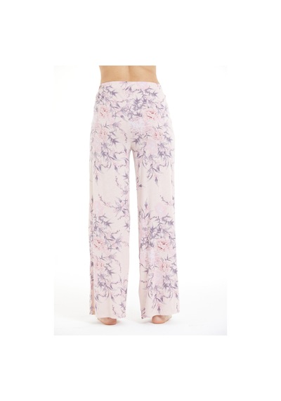 Lılac Kadın Çiçek Desenli %100 Viskon Pijama Altı Pantolon Pudra Pembe Pudra Pembe