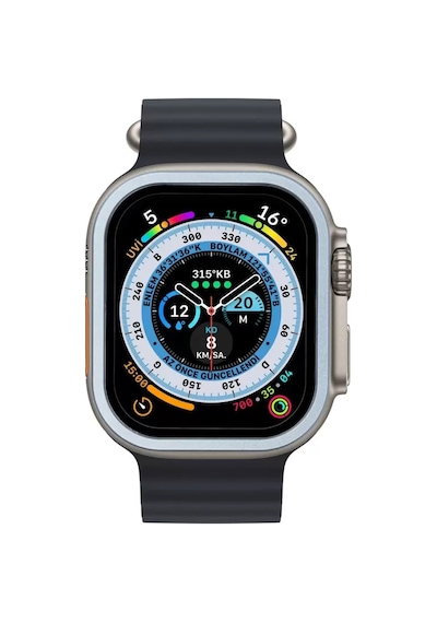 Newface Apple Watch Ultra 49mm Alüminyum Kasa Cam Ekran Koruyucu - Mavi Diğer