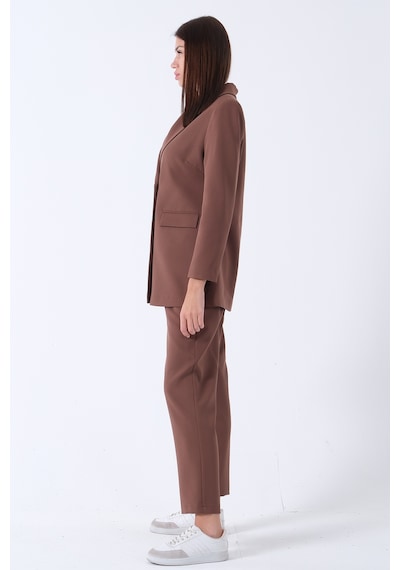 Feminist Açık Kahverengi Kadın Dört Düğmeli Kruvaze Blazer Ceket & Pantolon Takım 0106305 Feminist Açık Kahverengi Kadın Dört Düğmeli Kruvaze Blazer Ceket & Pantolon Takım 0106305