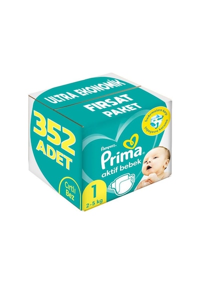 Prima Bebek Bezi 1 Numara 2-5 KG Yenidoğan Ultra Ekonomik Paket 352 Adet