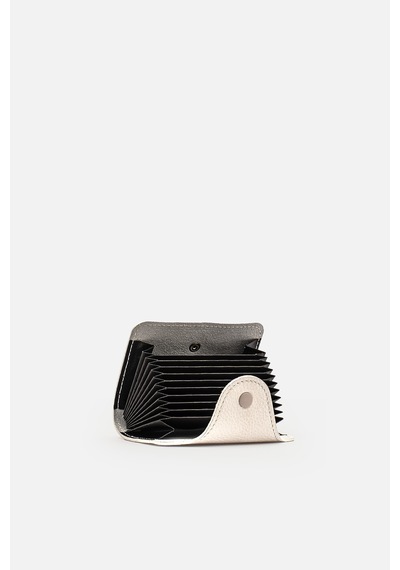 Mafi Unisex Kartell Hakiki Deri Kompakt Akordeon Kartlık Beyaz