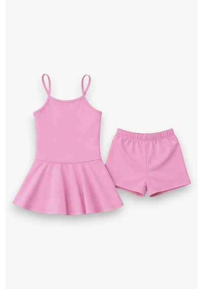 My Kids Wear Kız Çocuk Garson Mayo Elbiseli Şortlu 2 Li Takım 12418 Çok Renkli