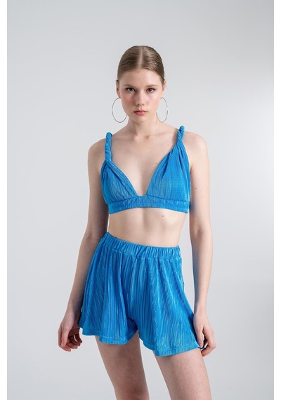 Holly Lolly Beli Lastikli Mini Comfy Şort Mavi