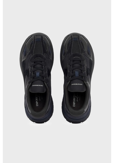 Emporio Armani Süet Detaylı Sneaker Ayakkabı Erkek Ayakkabı Em004828 Af23184 Mz312 Siyah-lacivert