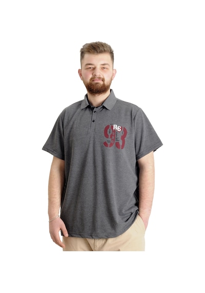 Mode Xl Büyük Beden Erkek T-Shirt Polo Parçalı Lımıted 23330 Antramelanj 001