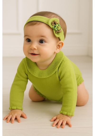 Babyhola Kız Bebek Triko Bandana Badi 2'li Set Yenidoğan Konsept Çekim Kostümü 9000 Yeşil Babyhola Kız Bebek Triko Bandana Badi 2'li Set Yenidoğan Konsept Çekim Kostümü 9000 Yeşil