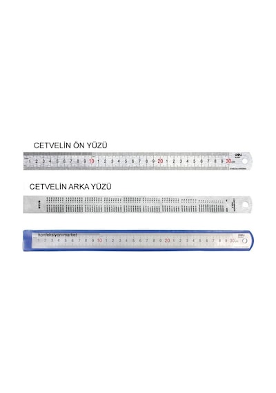 Çift Taraflı Paslanmaz Çelik Metal Cetvel 30 CM Metal