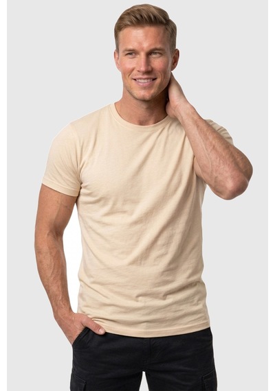 Rizzup Erkek Krem Slim Fit %90 Pamuk Likralı Yumuşak Dokulu Basic Tişört 1801131