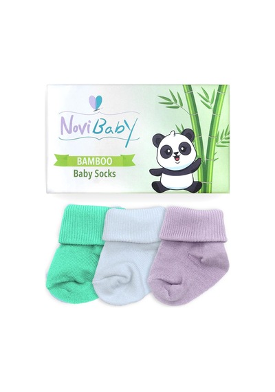 Novibaby 3'lü Bambu Yenidoğan Bebek Çorabı I Trendy I 0-6 ay "Karışık Renkli"